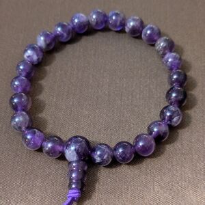 Vintage Amethyst Beaded Crown Chakra Power Bracelet